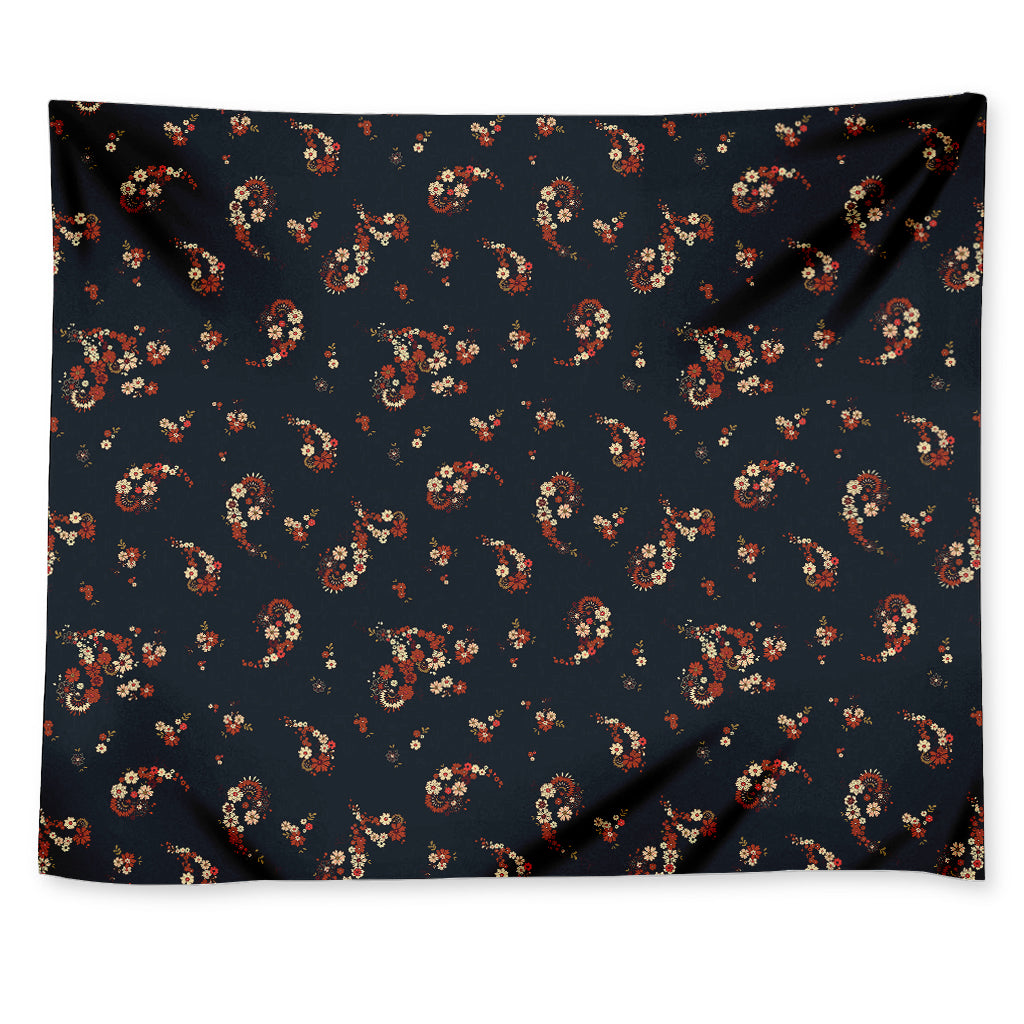 Boho Paisley Flower Pattern Print Tapestry