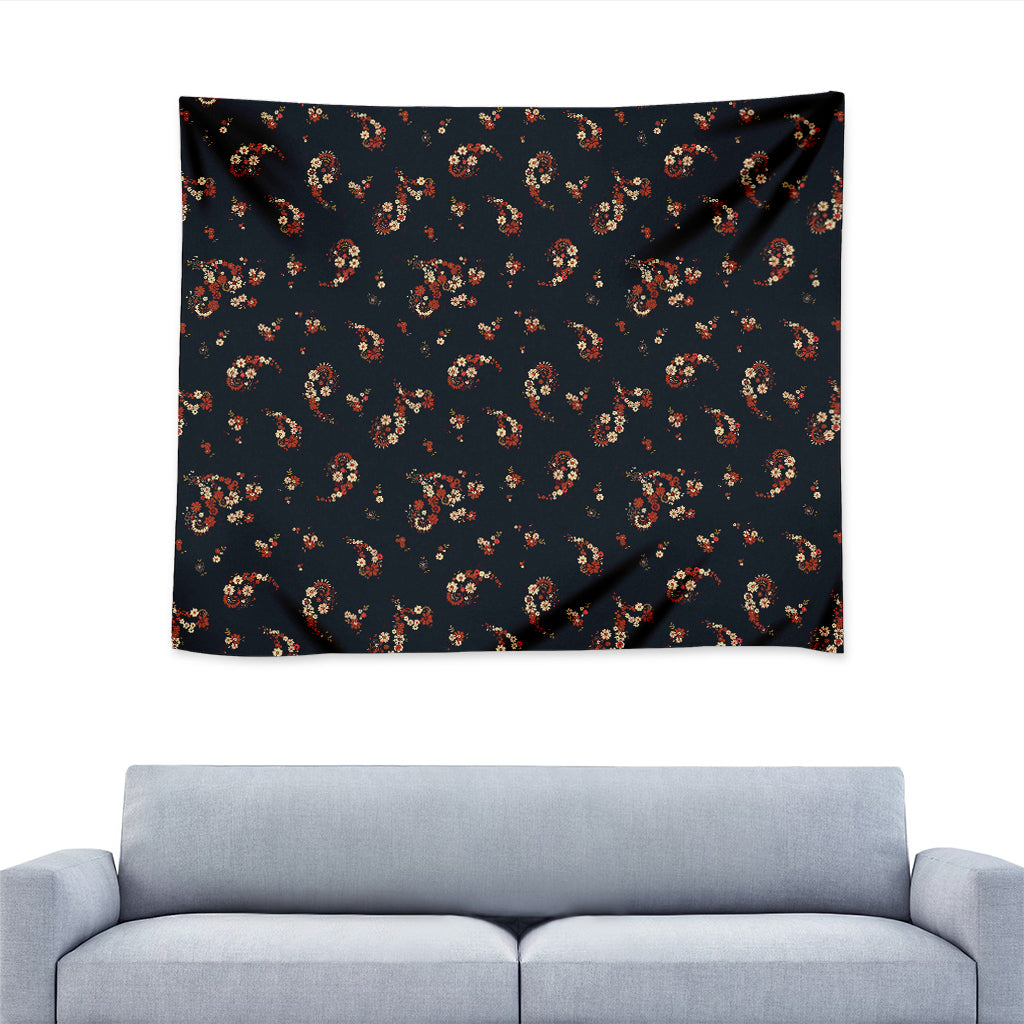 Boho Paisley Flower Pattern Print Tapestry