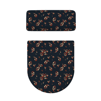 Boho Paisley Flower Pattern Print Toilet Lid And Tank Cover Set