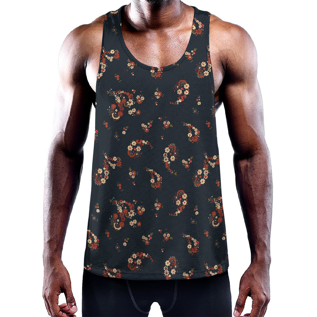 Boho Paisley Flower Pattern Print Training Tank Top