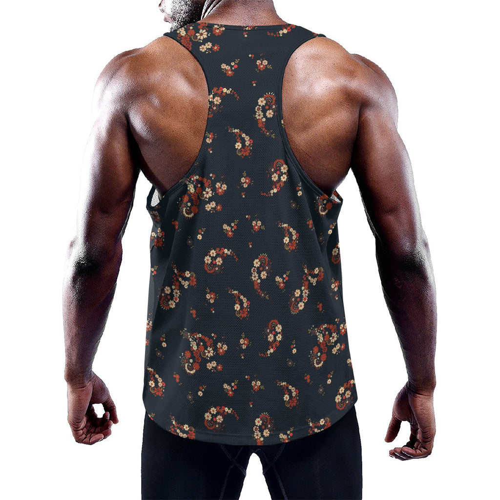 Boho Paisley Flower Pattern Print Training Tank Top