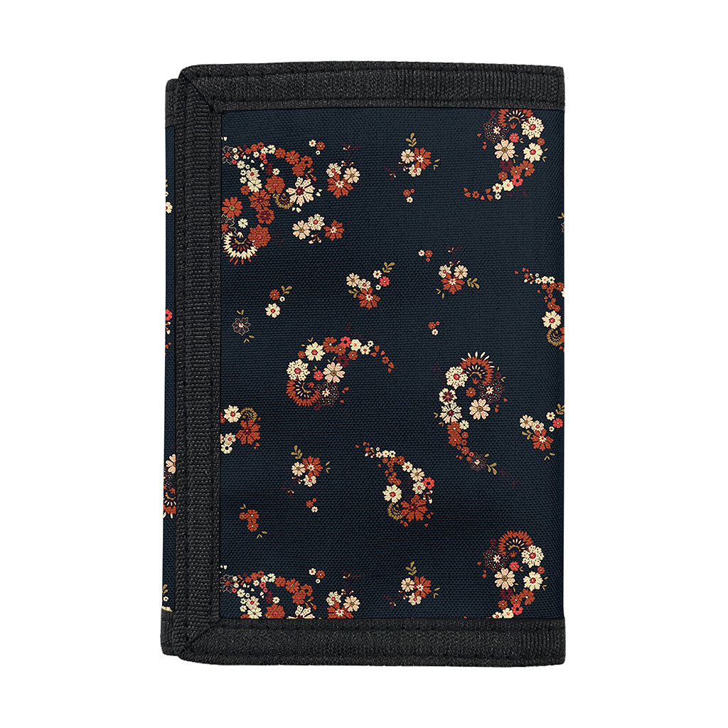 Boho Paisley Flower Pattern Print Trifold Wallet