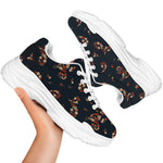 Boho Paisley Flower Pattern Print White Chunky Shoes