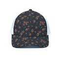 Boho Paisley Flower Pattern Print White Mesh Trucker Hat