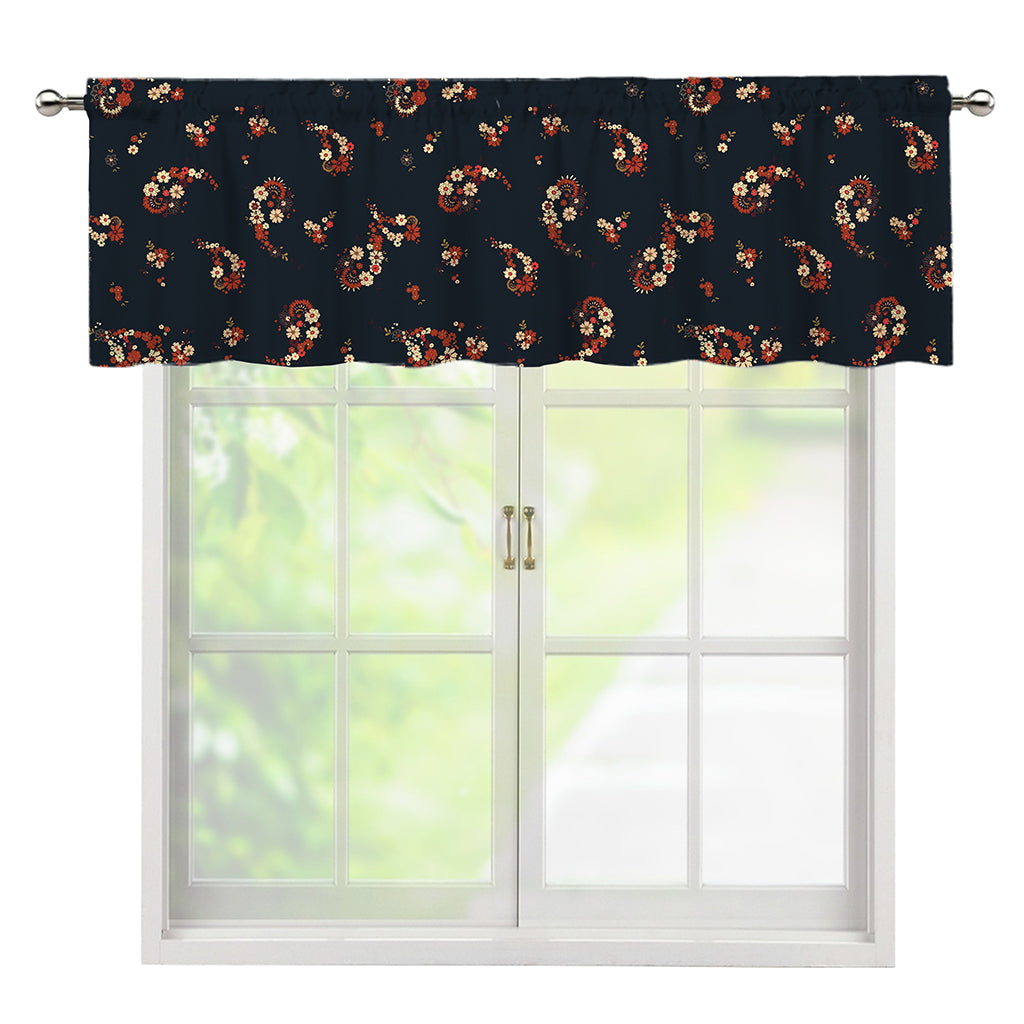 Boho Paisley Flower Pattern Print Window Valance