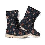 Boho Paisley Flower Pattern Print Winter Boots