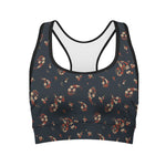 Boho Paisley Flower Pattern Print Women's Sports Bra