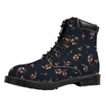 Boho Paisley Flower Pattern Print Padded Collar Lace Up Boots