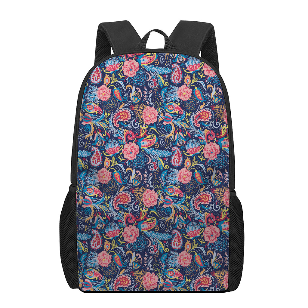 Boho Paisley Pattern Print 17 Inch Backpack