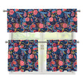 Boho Paisley Pattern Print 3 Piece Kitchen Curtains