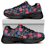 Boho Paisley Pattern Print Black Chunky Shoes
