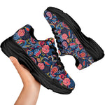 Boho Paisley Pattern Print Black Chunky Shoes
