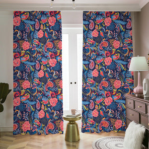 Boho Paisley Pattern Print Blackout Pencil Pleat Curtains