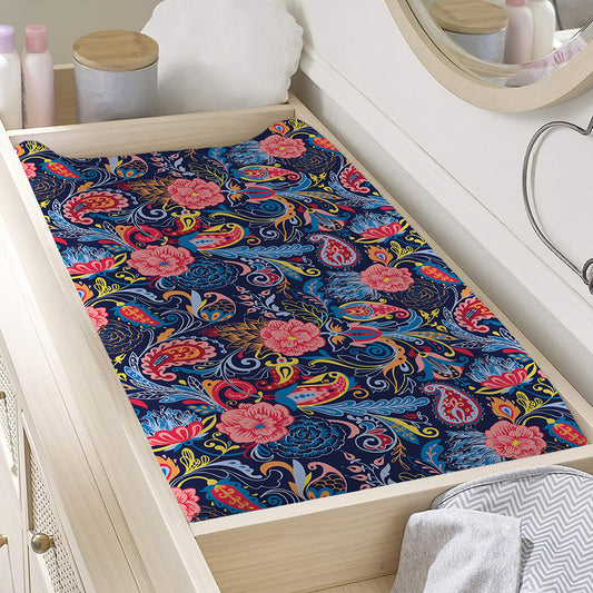 Boho Paisley Pattern Print Changing Pad Cover