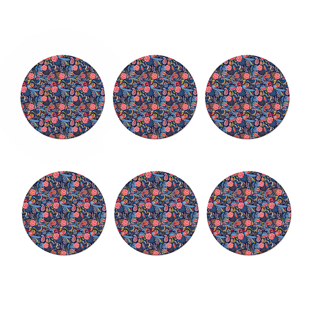 Boho Paisley Pattern Print Coaster Set