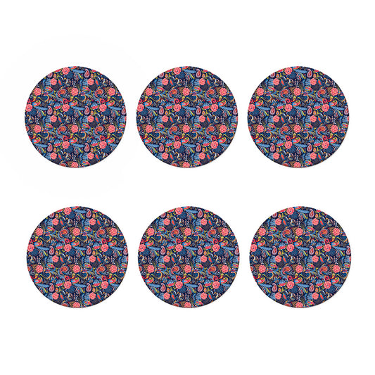 Boho Paisley Pattern Print Coaster Set