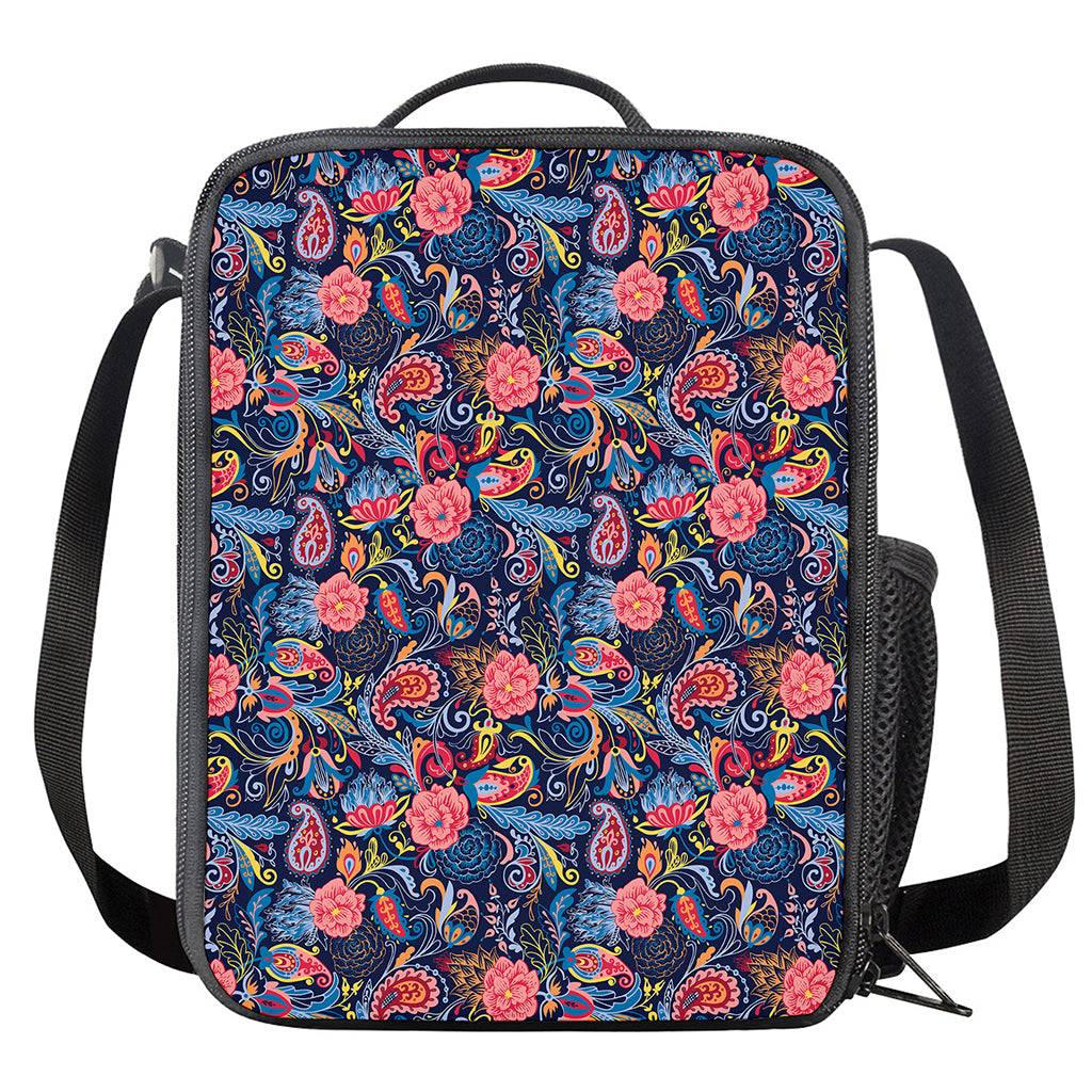 Boho Paisley Pattern Print Crossbody Lunch Bag