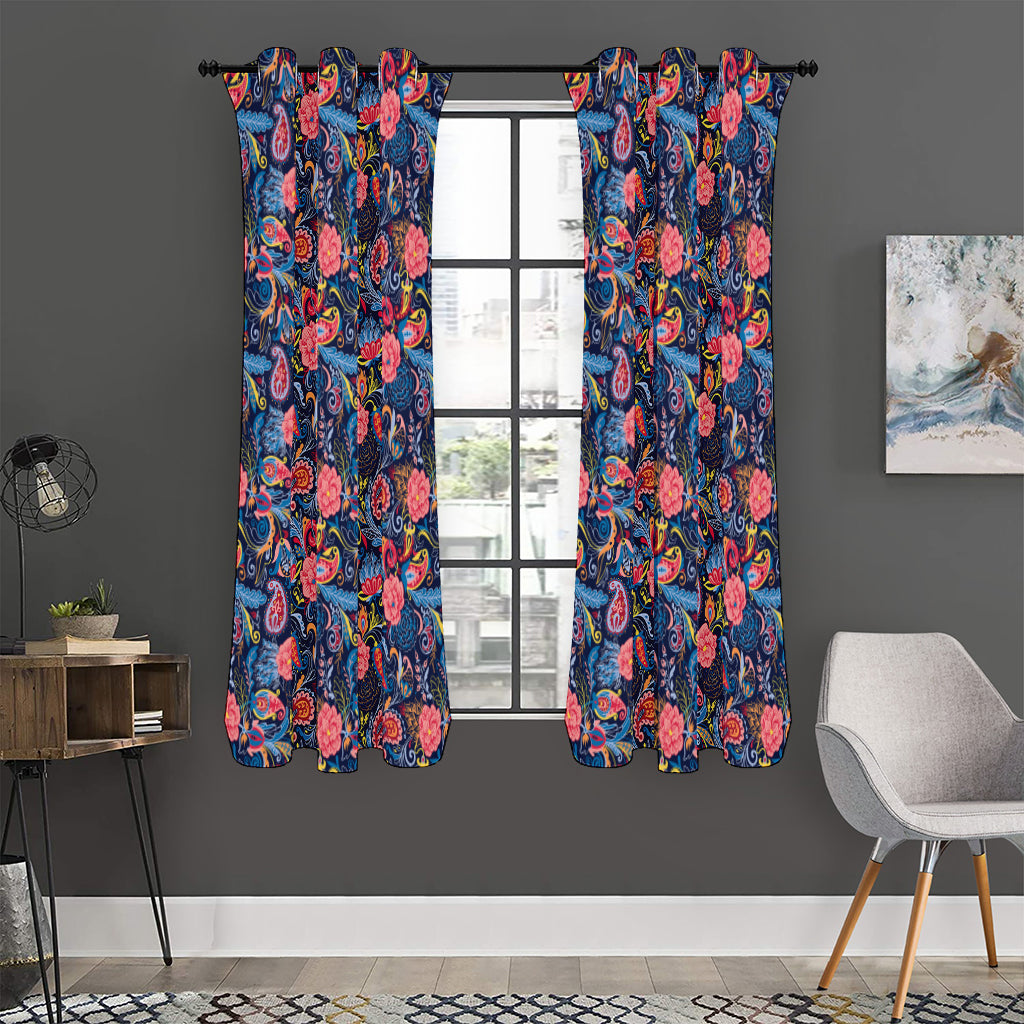 Boho Paisley Pattern Print Curtain
