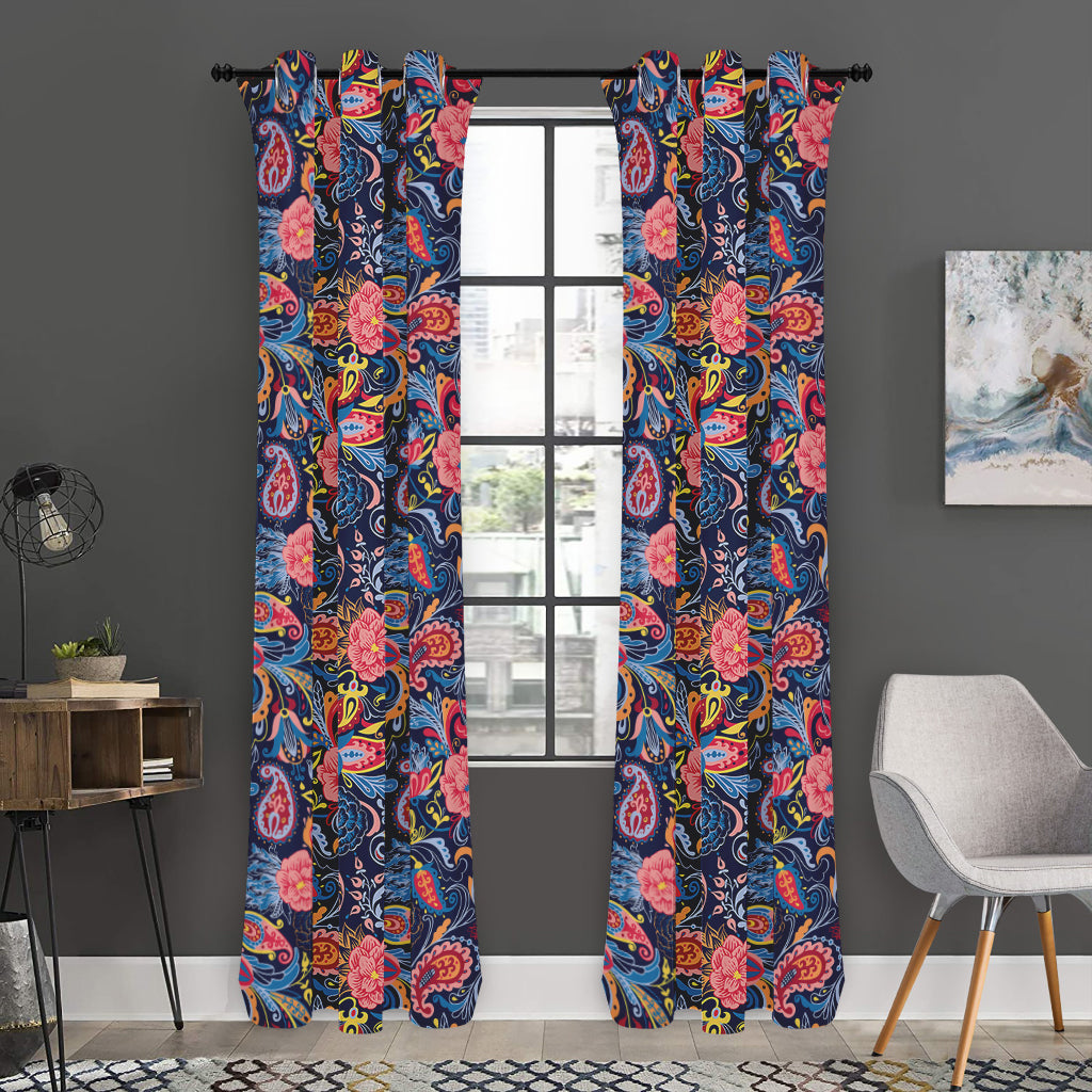 Boho Paisley Pattern Print Curtain