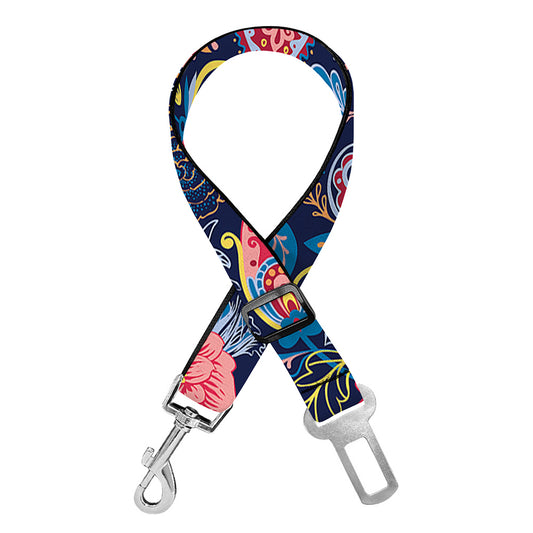 Boho Paisley Pattern Print Dog Seat Belt