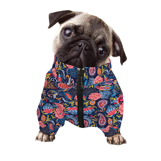 Boho Paisley Pattern Print Dog Zip Up Jacket