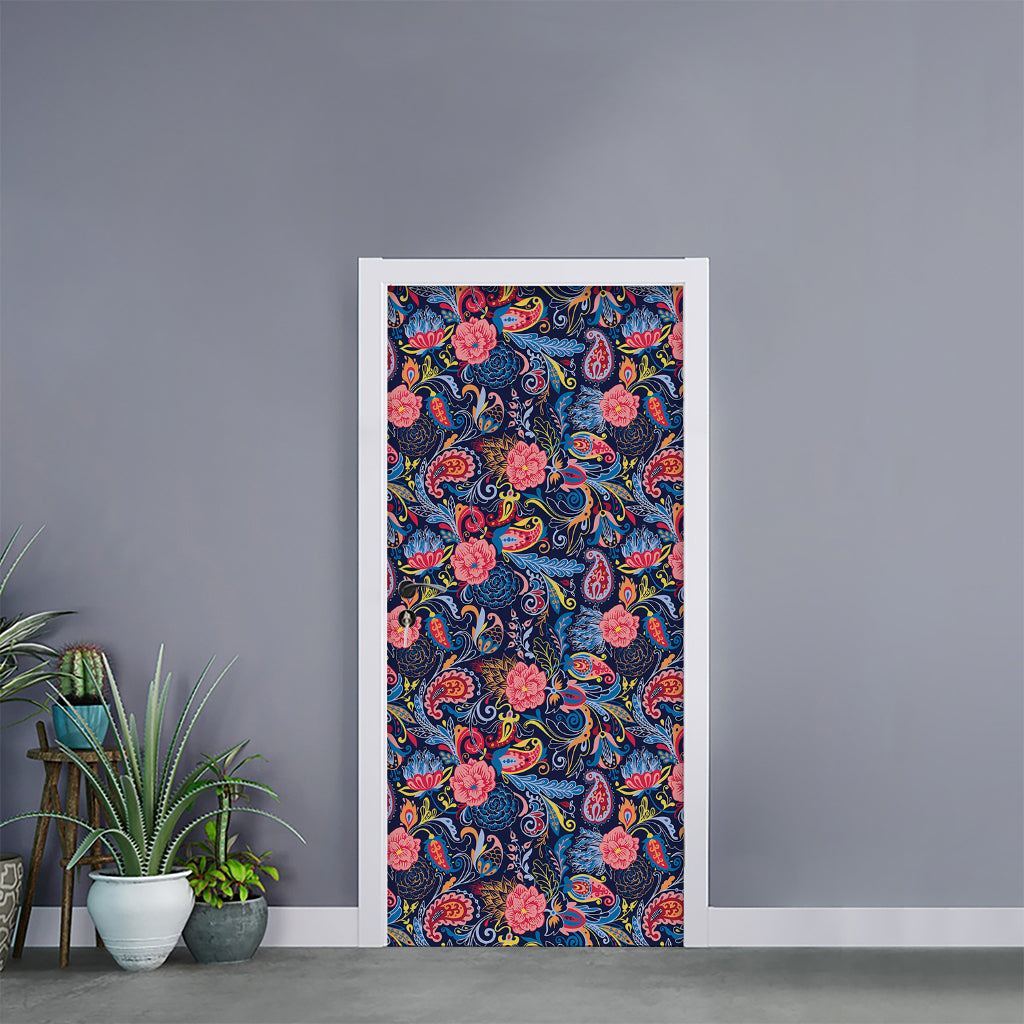 Boho Paisley Pattern Print Door Sticker