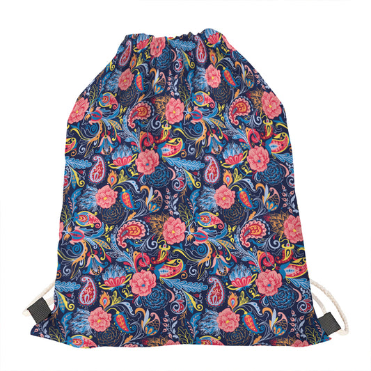 Boho Paisley Pattern Print Drawstring Bag