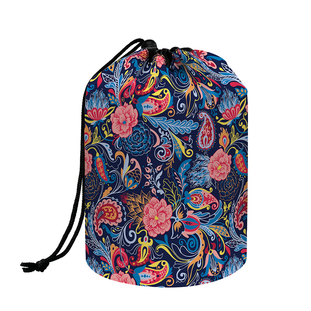 Boho Paisley Pattern Print Drawstring Makeup Bag