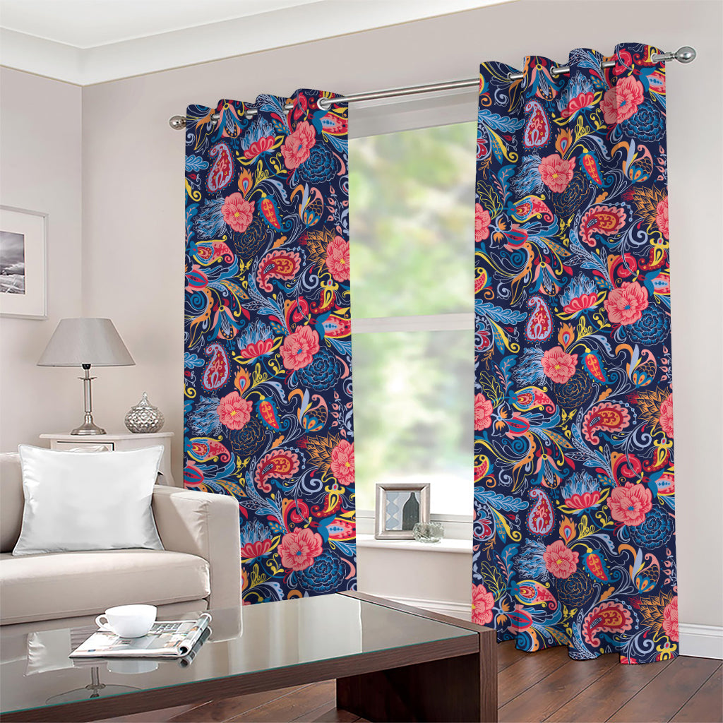 Boho Paisley Pattern Print Grommet Curtains