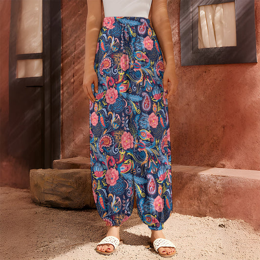 Boho Paisley Pattern Print Harem Pants
