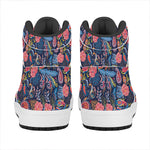 Boho Paisley Pattern Print High Top Leather Sneakers