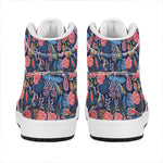 Boho Paisley Pattern Print High Top Leather Sneakers
