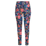 Boho Paisley Pattern Print High-Waisted Pocket Leggings