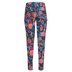 Boho Paisley Pattern Print High-Waisted Pocket Leggings