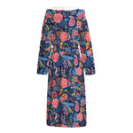 Boho Paisley Pattern Print Hooded Bathrobe