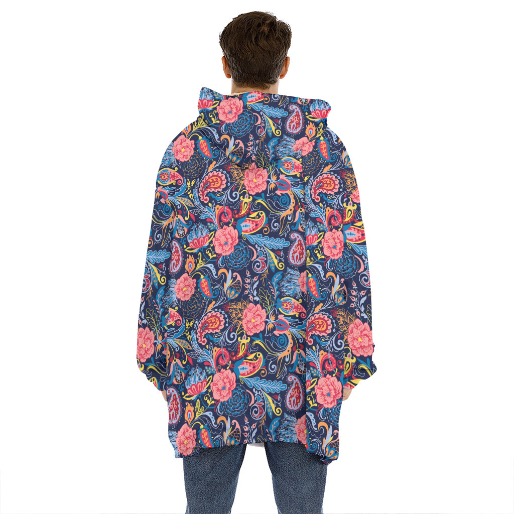 Boho Paisley Pattern Print Hoodie Blanket