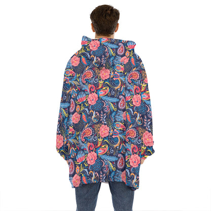Boho Paisley Pattern Print Hoodie Blanket