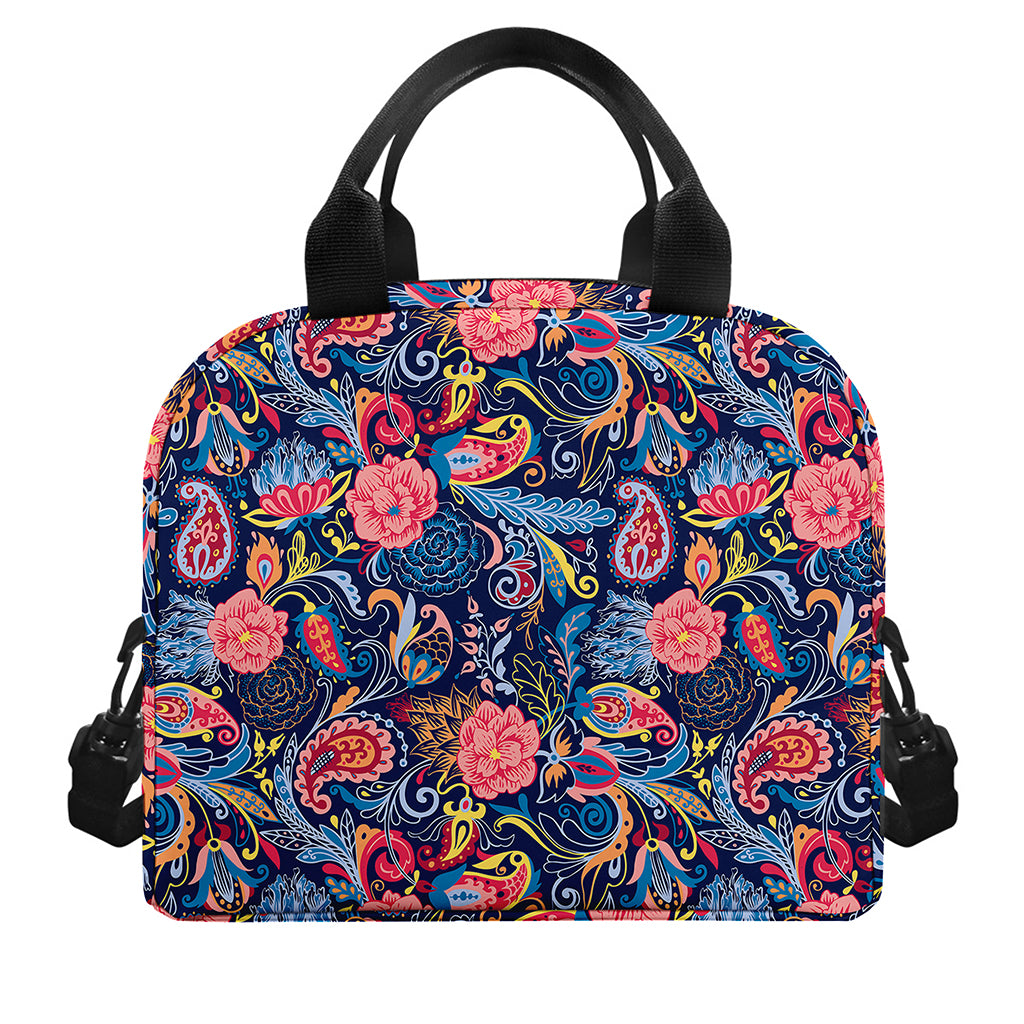 Boho Paisley Pattern Print Insulated Lunch Bag