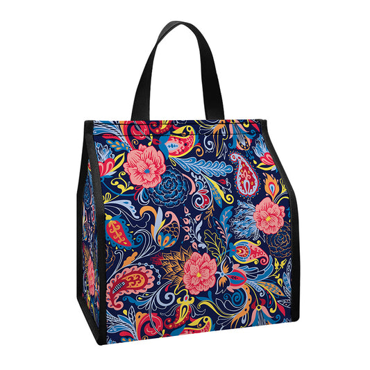 Boho Paisley Pattern Print Insulated Lunch Tote