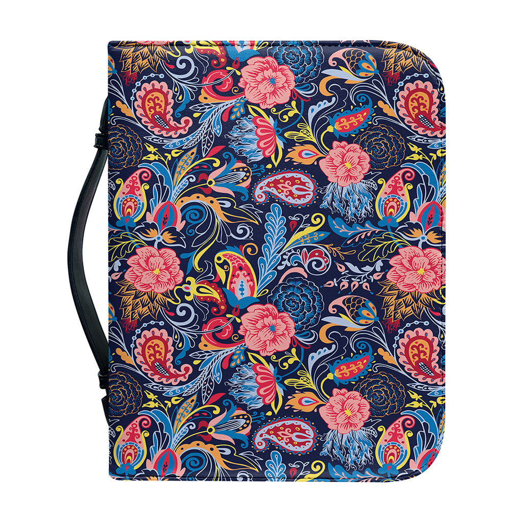 Boho Paisley Pattern Print Leather Bible Cover