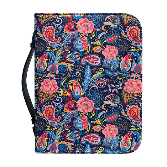 Boho Paisley Pattern Print Leather Bible Cover