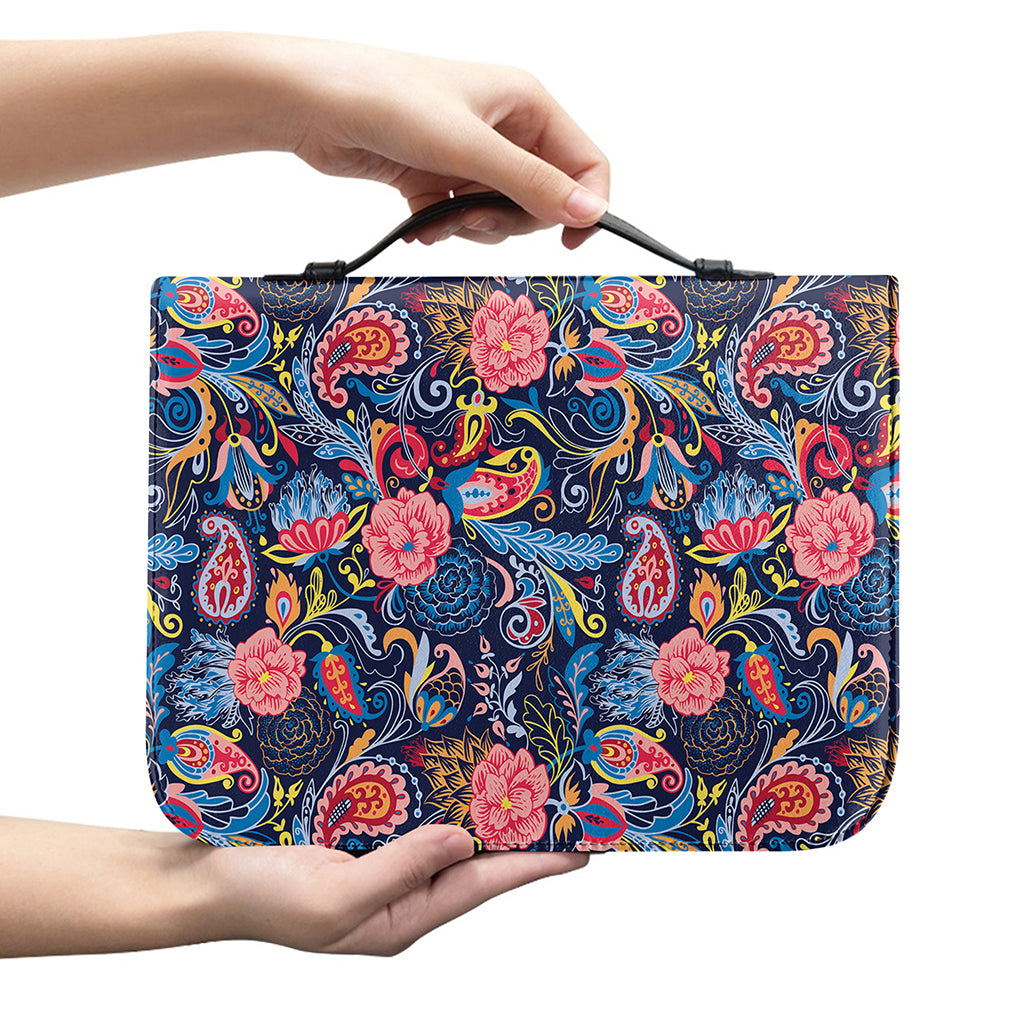 Boho Paisley Pattern Print Leather Bible Cover