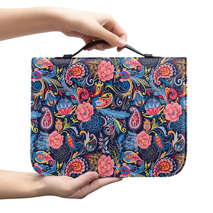 Boho Paisley Pattern Print Leather Bible Cover