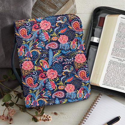 Boho Paisley Pattern Print Leather Bible Cover