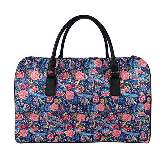 Boho Paisley Pattern Print Leather Duffle Bag