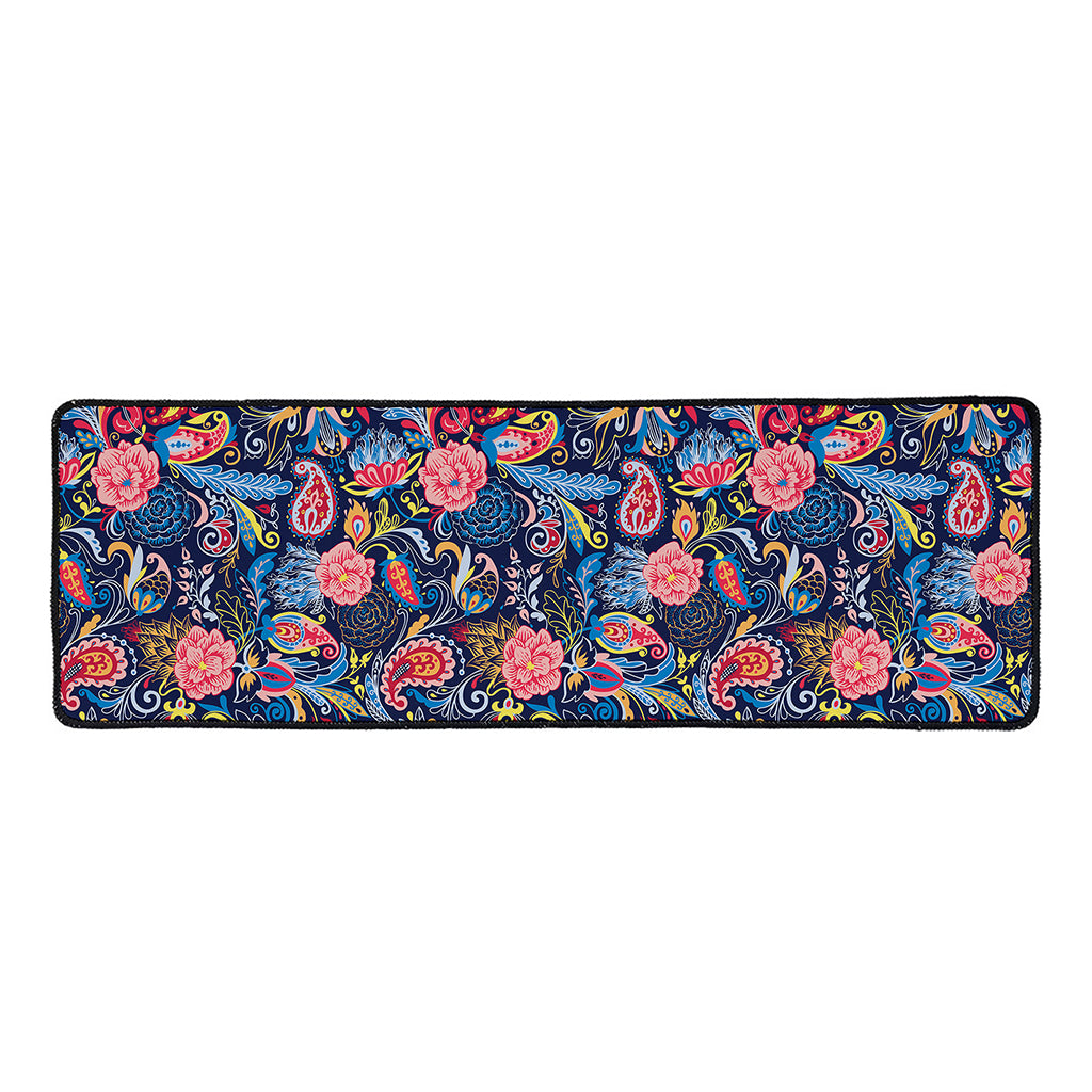 Boho Paisley Pattern Print Long Kitchen Mat
