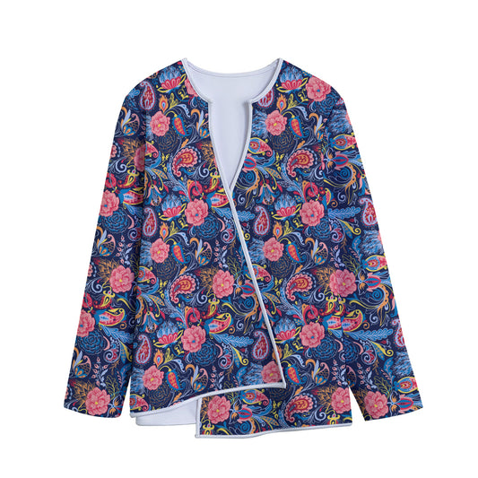 Boho Paisley Pattern Print Long Sleeve Short Coat