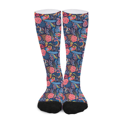 Boho Paisley Pattern Print Long Socks