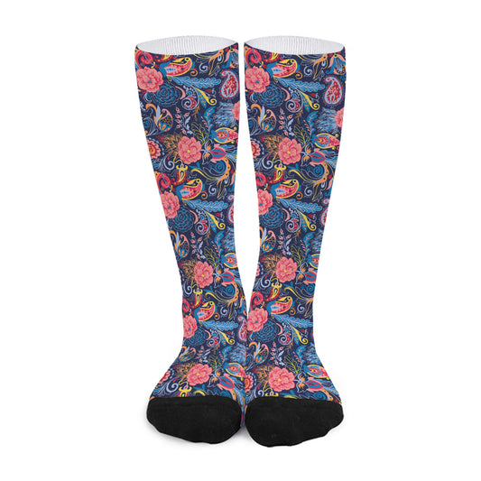 Boho Paisley Pattern Print Long Socks