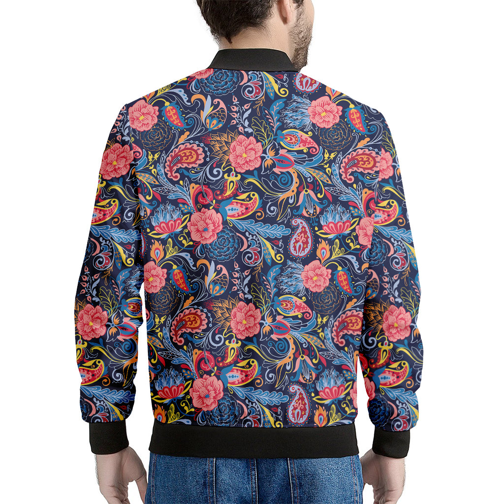 Boho Paisley Pattern Print Men's Bomber Jacket